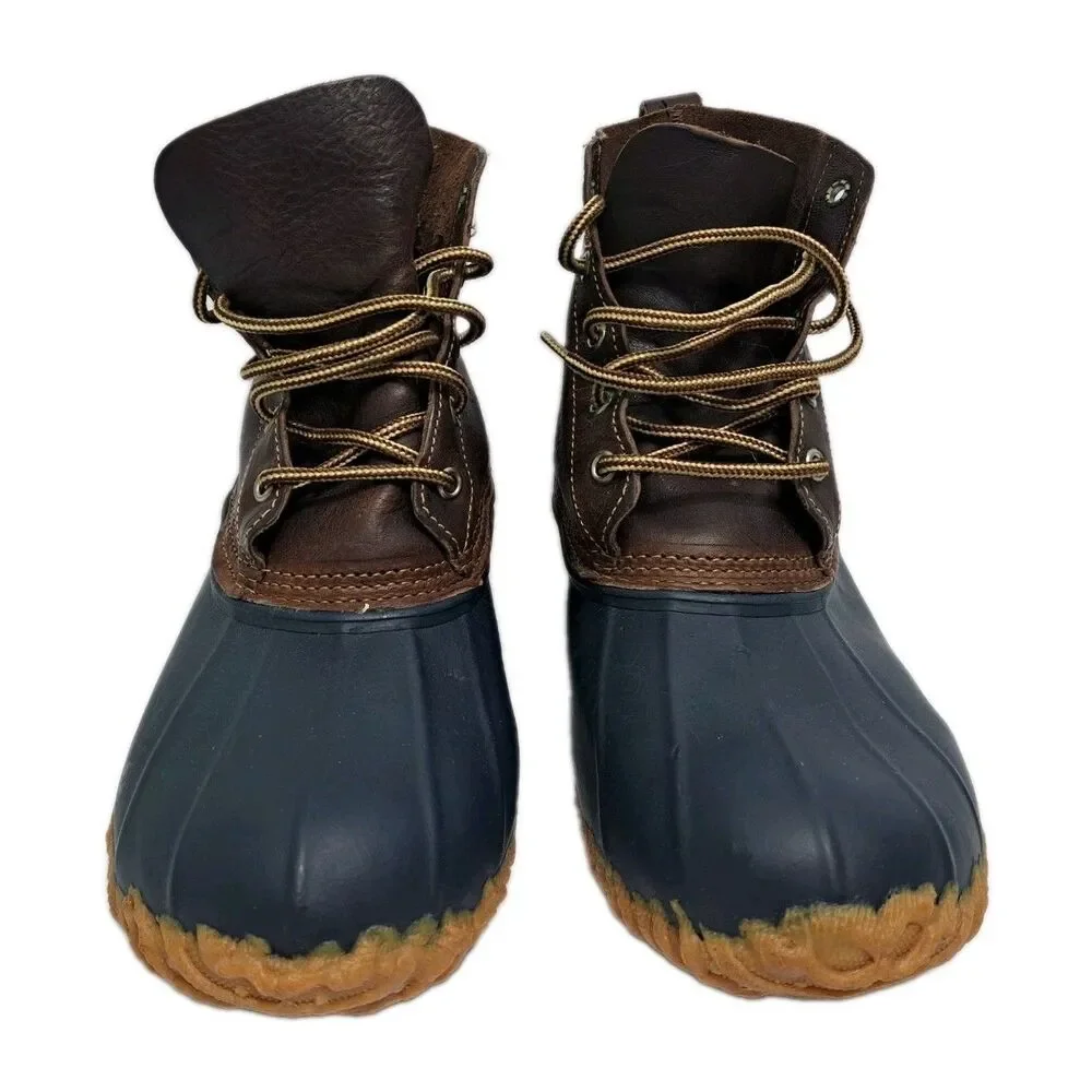 Eddie Bauer Men's Size 9 Rubber BOOTS Leather Duck Hunting Rain Shoes Waterproof